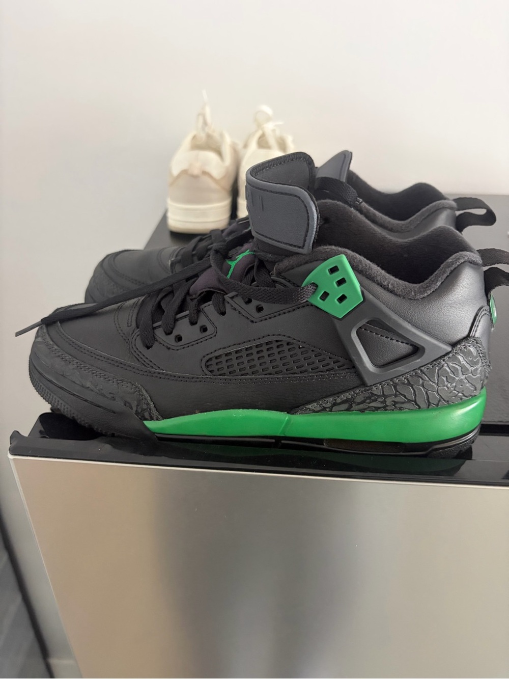 Jordan Kids Black and Green Retro-Style Sneakers